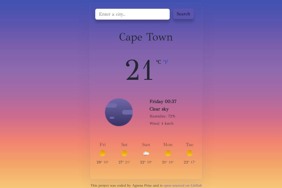 Weather App Project Preview